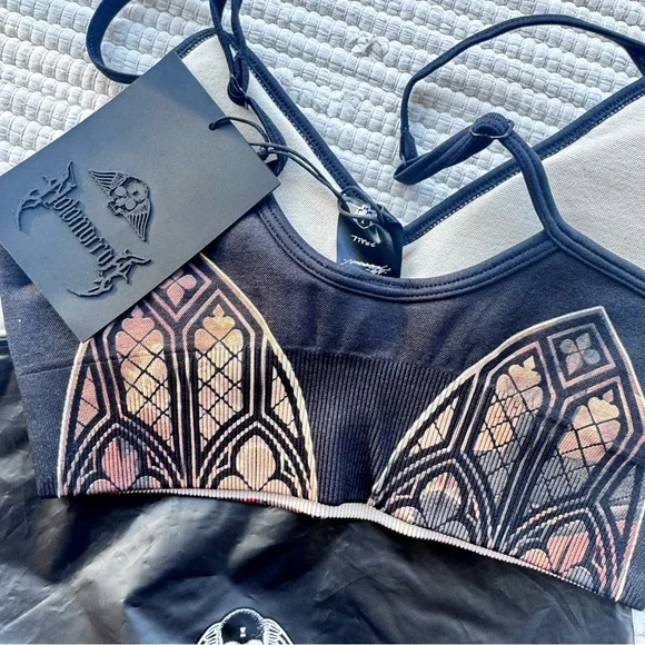 Civil Regime No Tomorrow Limited Drop Sports Bra Women’s S Gothic Stained Glass - Picture 4 of 6